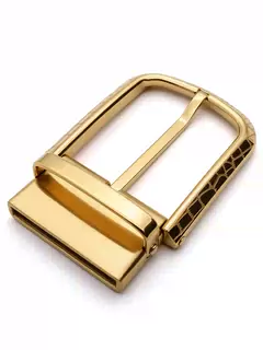 Men's Rotatable Reversible Pin Belt Buckle, 38.8mm Inner Width, Unique Croc Crackle Inlaid Frame Metal Belt Buckle Replacement, Silver / Gold / Matte Black