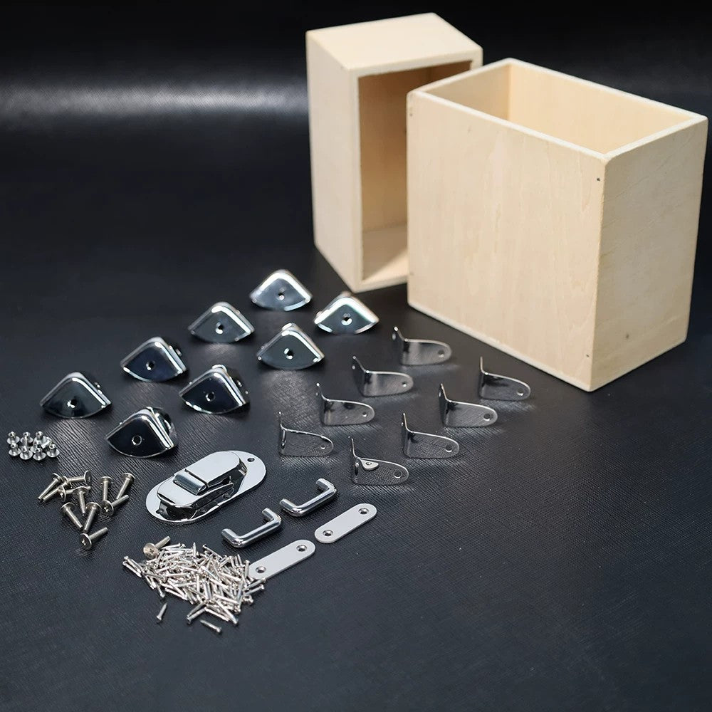 Trunk bag kit with wood frame and metal hardware set