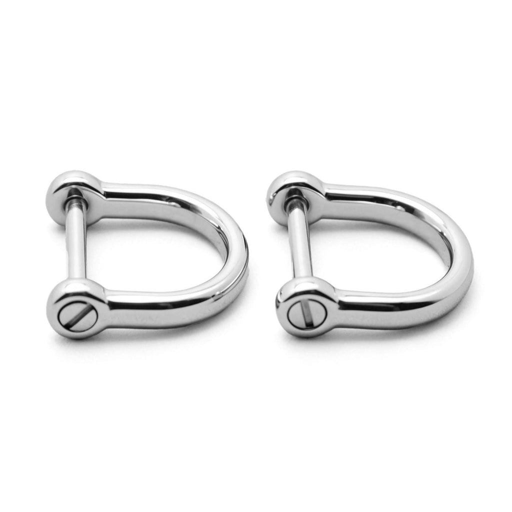 Bag strap D-ring shackle connector in stainless steel