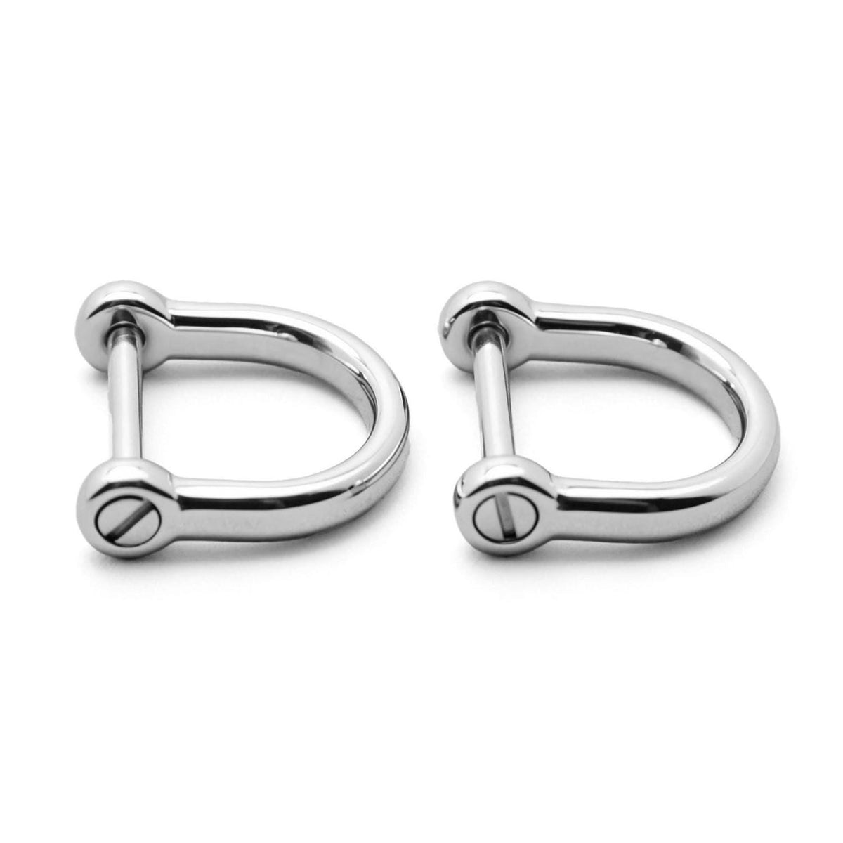 Bag strap D-ring shackle connector in stainless steel