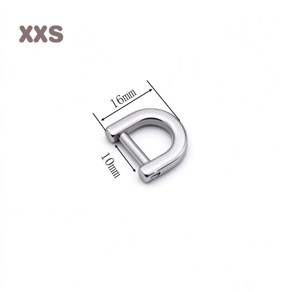 316 Stainless Steel Detachable Screw D Ring | Silver D Shackle for Bag, Purse, Leather Craft Hardware, 5 Sizes Available