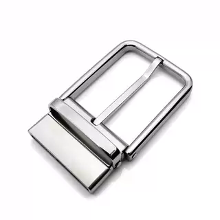 Men's Reversible Rotating Pin Belt Buckle, 39mm Inner Width, Rounded Square Silver Metal Belt Buckle Replacement