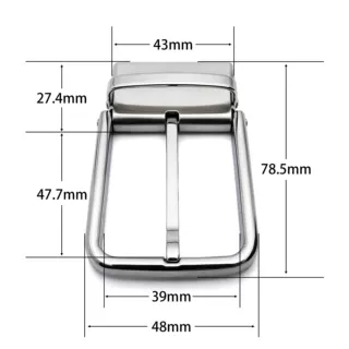 Men's Reversible Rotating Pin Belt Buckle, 39mm Inner Width, Rounded Square Silver Metal Belt Buckle Replacement