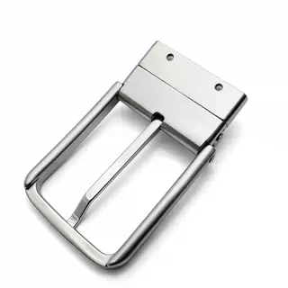 Men's Reversible Rotating Pin Belt Buckle, 39mm Inner Width, Rounded Square Silver Metal Belt Buckle Replacement