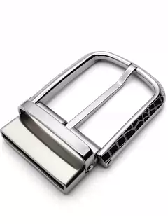 Men's Rotatable Reversible Pin Belt Buckle, 38.8mm Inner Width, Unique Croc Crackle Inlaid Frame Metal Belt Buckle Replacement, Silver / Gold / Matte Black