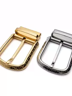 Men's Rotatable Reversible Pin Belt Buckle, 38.8mm Inner Width, Unique Croc Crackle Inlaid Frame Metal Belt Buckle Replacement, Silver / Gold / Matte Black