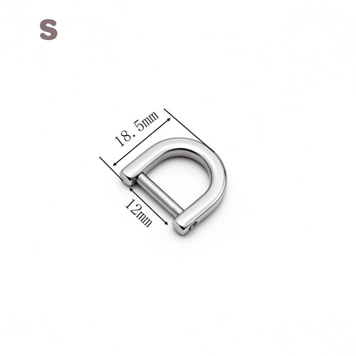 316 Stainless Steel Detachable Screw D Ring | Silver D Shackle for Bag, Purse, Leather Craft Hardware, 5 Sizes Available