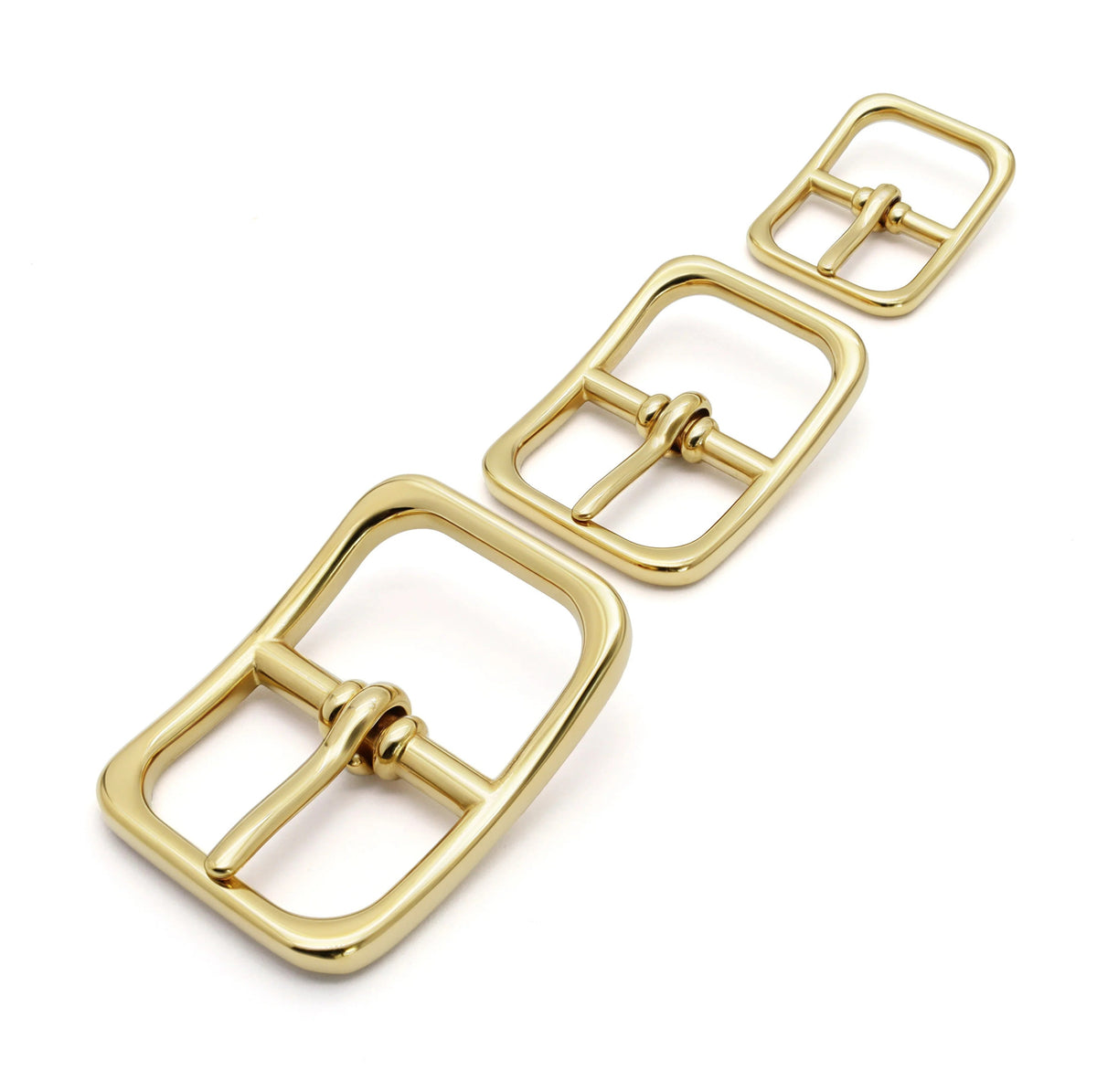 Polished stainless steel center bar pin buckle for straps