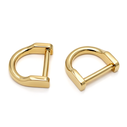 Close-up of brass D-ring buckle for leather straps