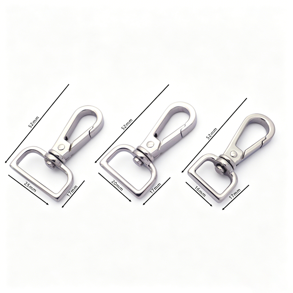 Bag hook clasp size and hardware detail for leather bags