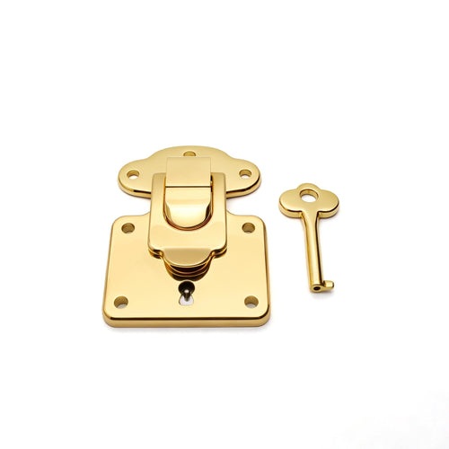 Small T-lock clasp with key for cases and boxes