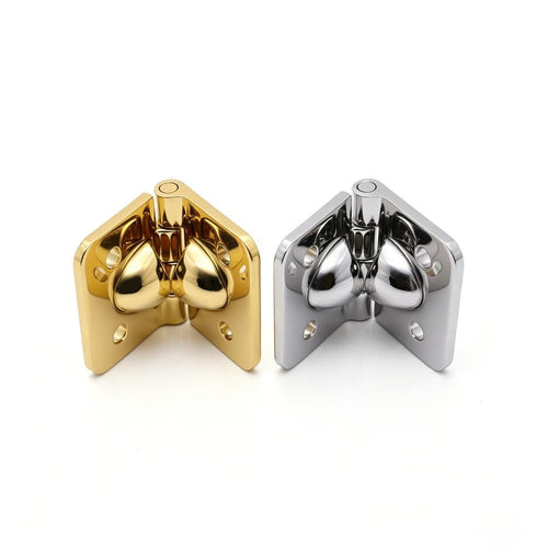 Jewelry box hinge showing offset stop mechanism