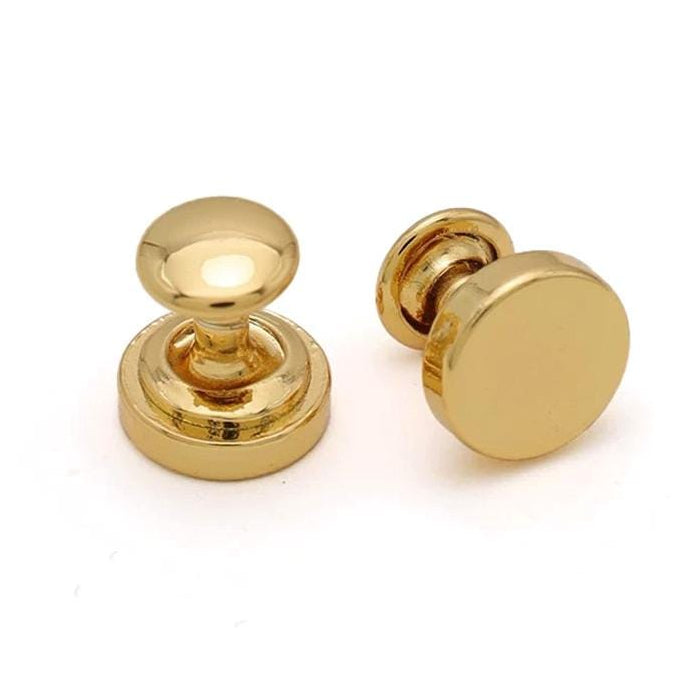 Button stud hardware for leather bags and accessories