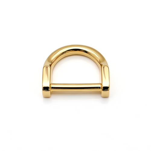Brass D-ring buckle for leather straps, 18.5 x 20.5mm