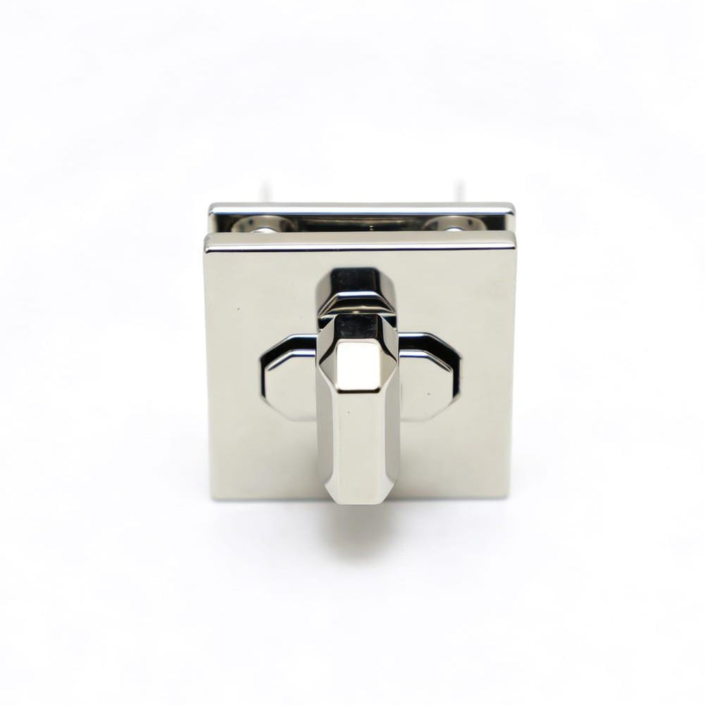 Square metal turn lock clasp for handbag closures