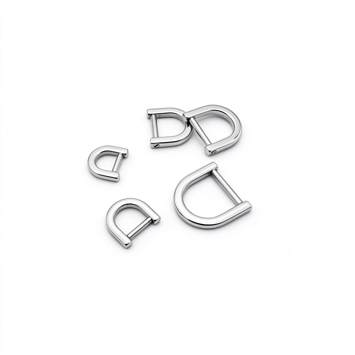 316 Stainless Steel Detachable Screw D Ring | Silver D Shackle for Bag, Purse, Leather Craft Hardware, 5 Sizes Available