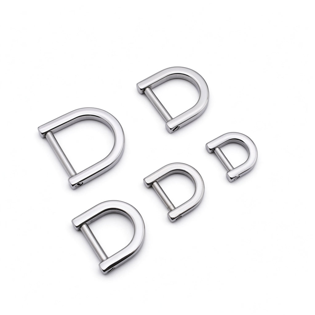 316 Stainless Steel Detachable Screw D Ring | Silver D Shackle for Bag, Purse, Leather Craft Hardware, 5 Sizes Available