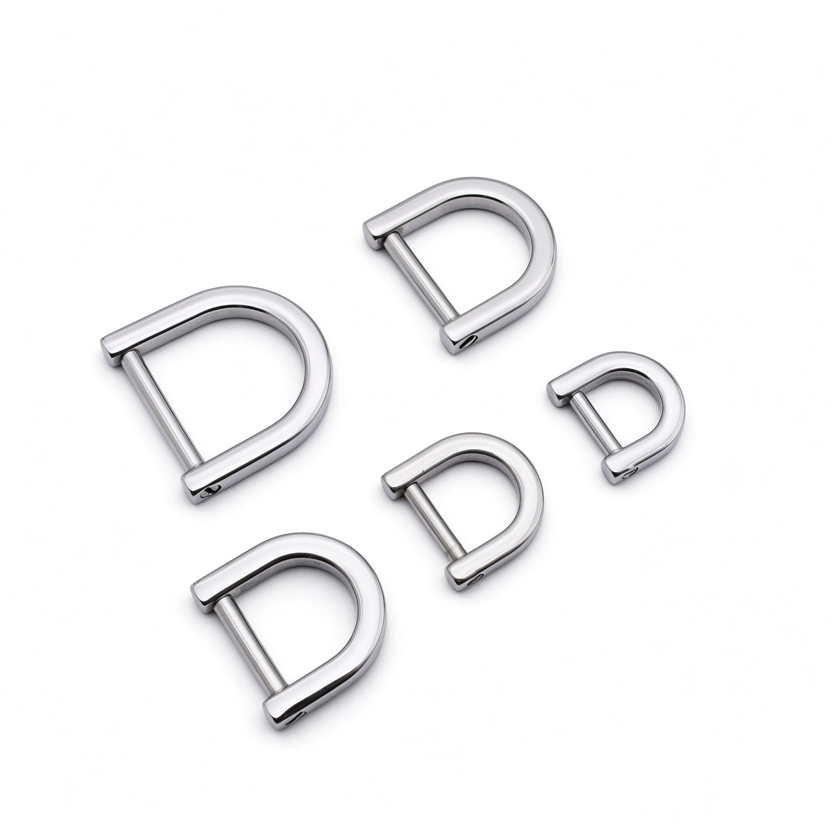 316 Stainless Steel Detachable Screw D Ring | Silver D Shackle for Bag, Purse, Leather Craft Hardware, 5 Sizes Available