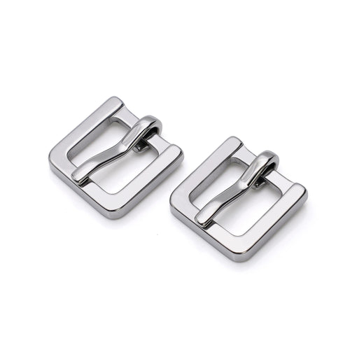 Small square pin buckle hardware with mirror-polished finish