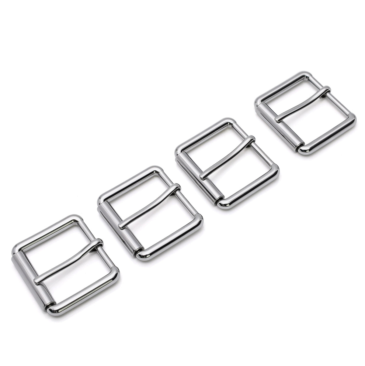 Stainless steel roller buckle side view for strap adjustment