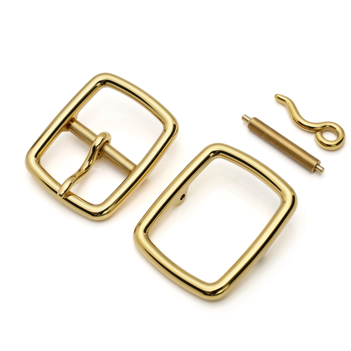 Roller buckle hardware for leather bag straps in stainless steel