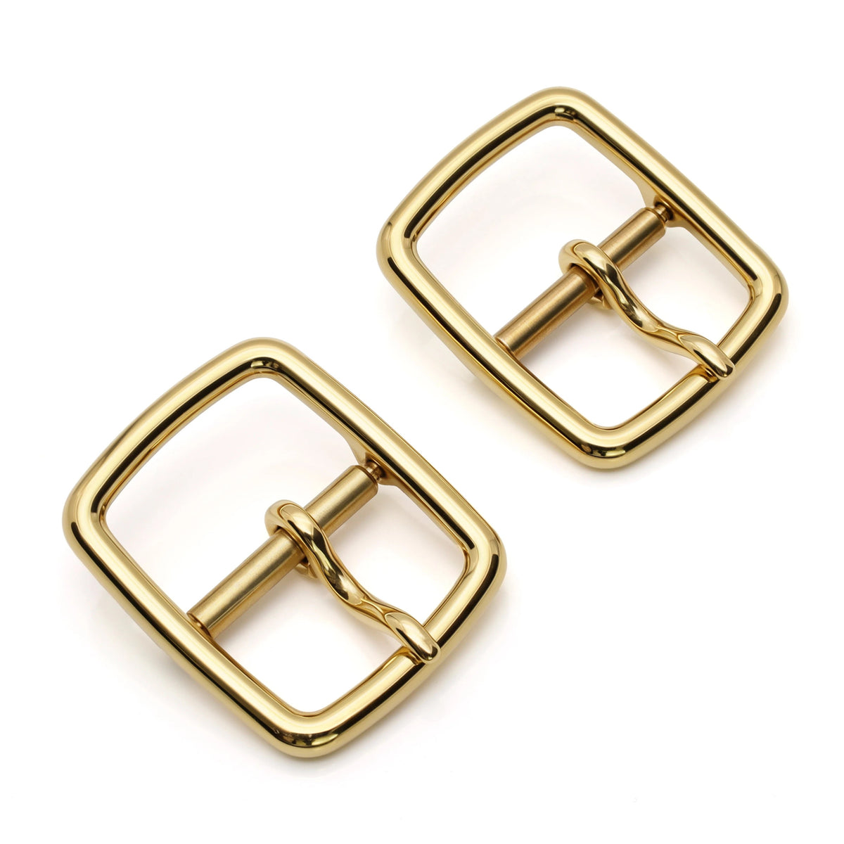 Bag strap roller buckle hardware with polished metal frame