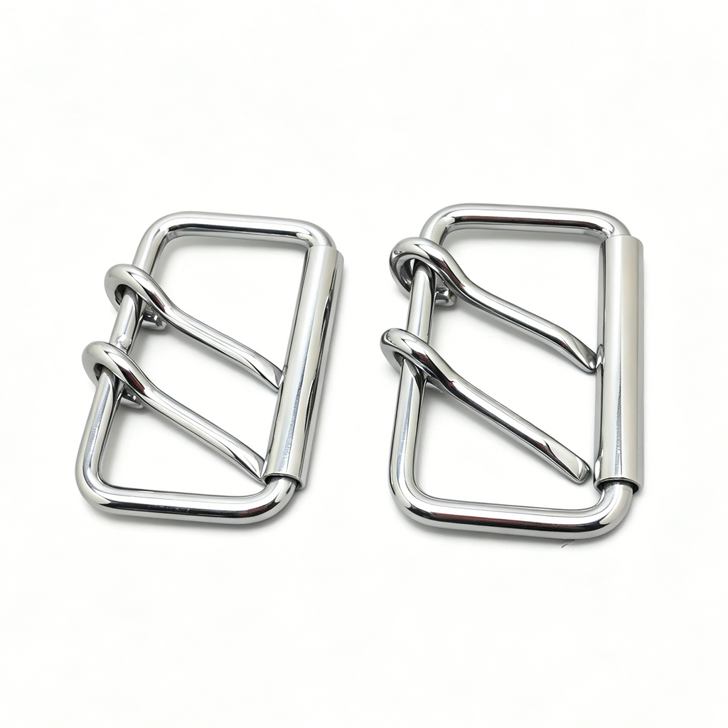 Double pin belt buckle hardware in 316 stainless steel