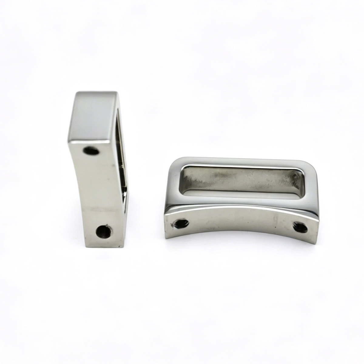 Bag strap arc bridge buckle in 316 stainless steel finish
