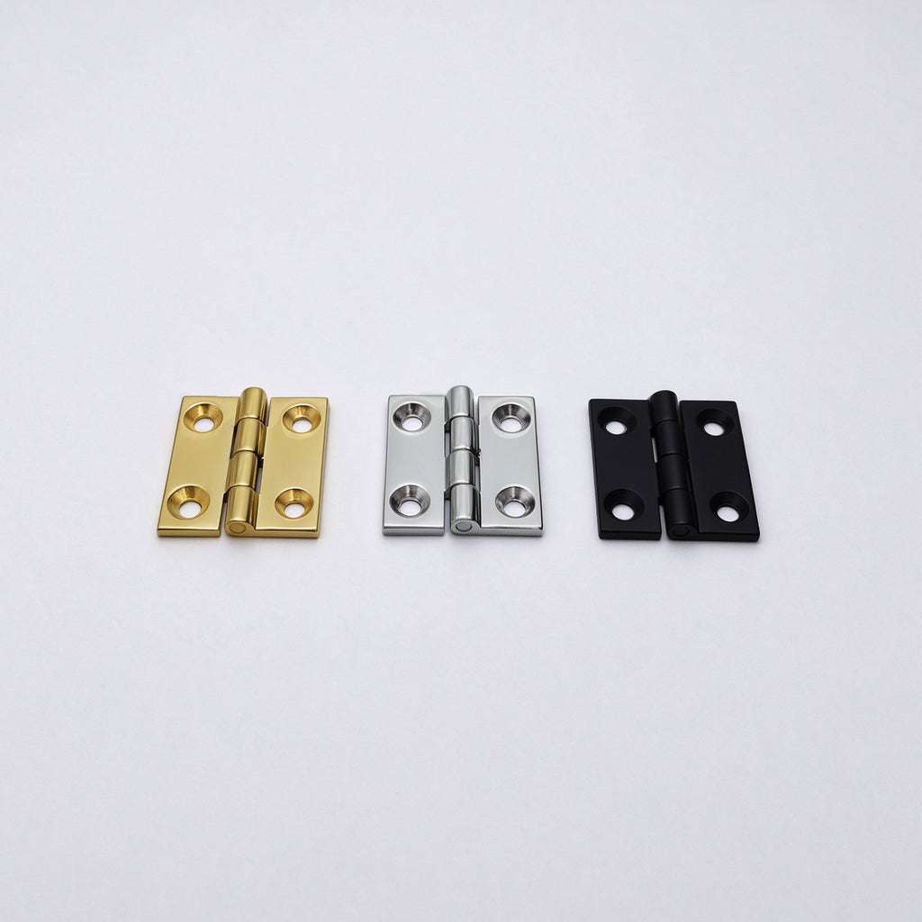 25mm Mini Hinge 4-Hole – Bright Gold / Bright Silver / Matte Black | Small Box Hardware for Jewelry, Makeup & Craft Boxes