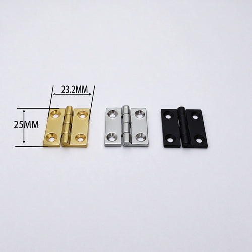 25mm Mini Hinge 4-Hole – Bright Gold / Bright Silver / Matte Black | Small Box Hardware for Jewelry, Makeup & Craft Boxes