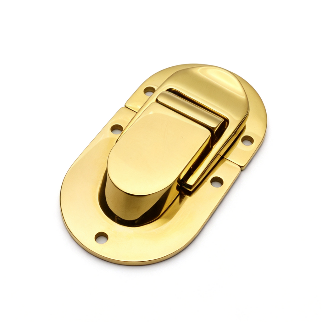 Press lock hardware for handmade wooden box lids