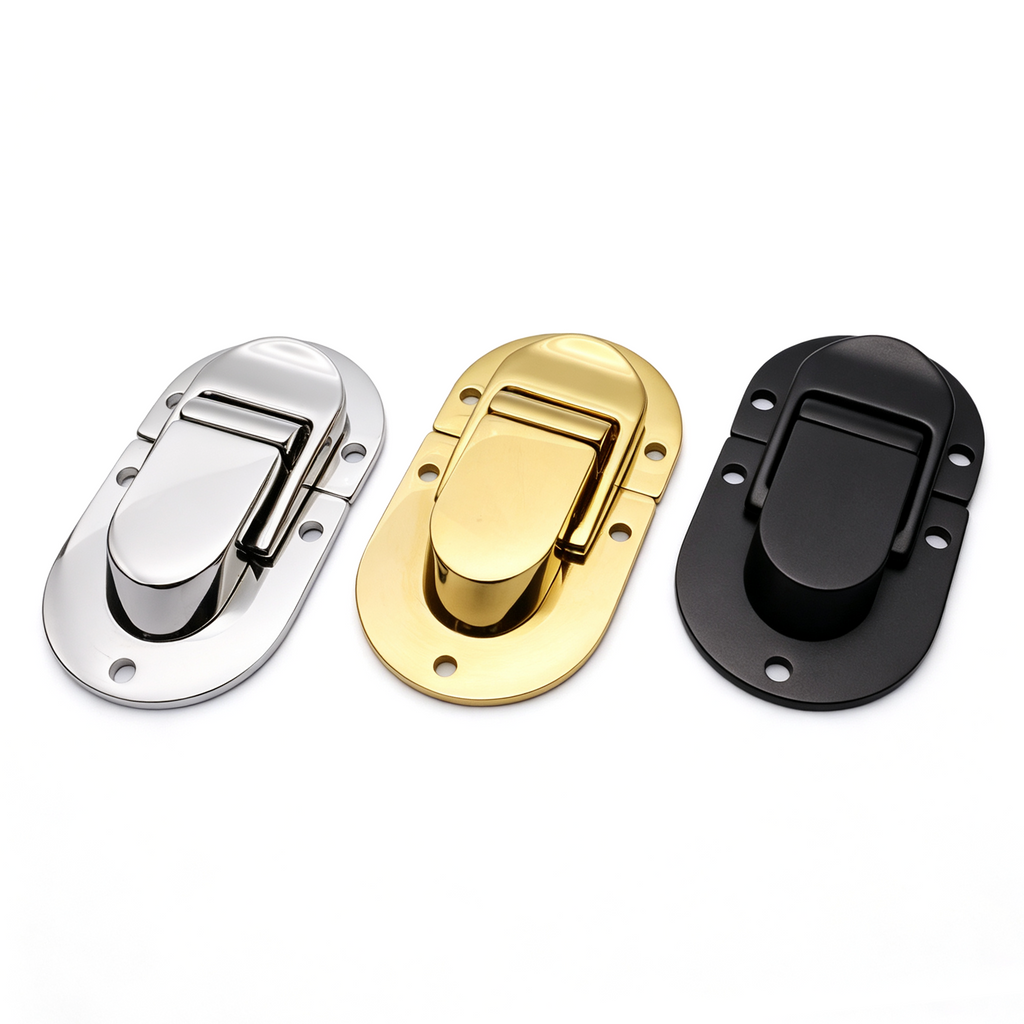 Oval box lock clasp for trunks and storage boxes