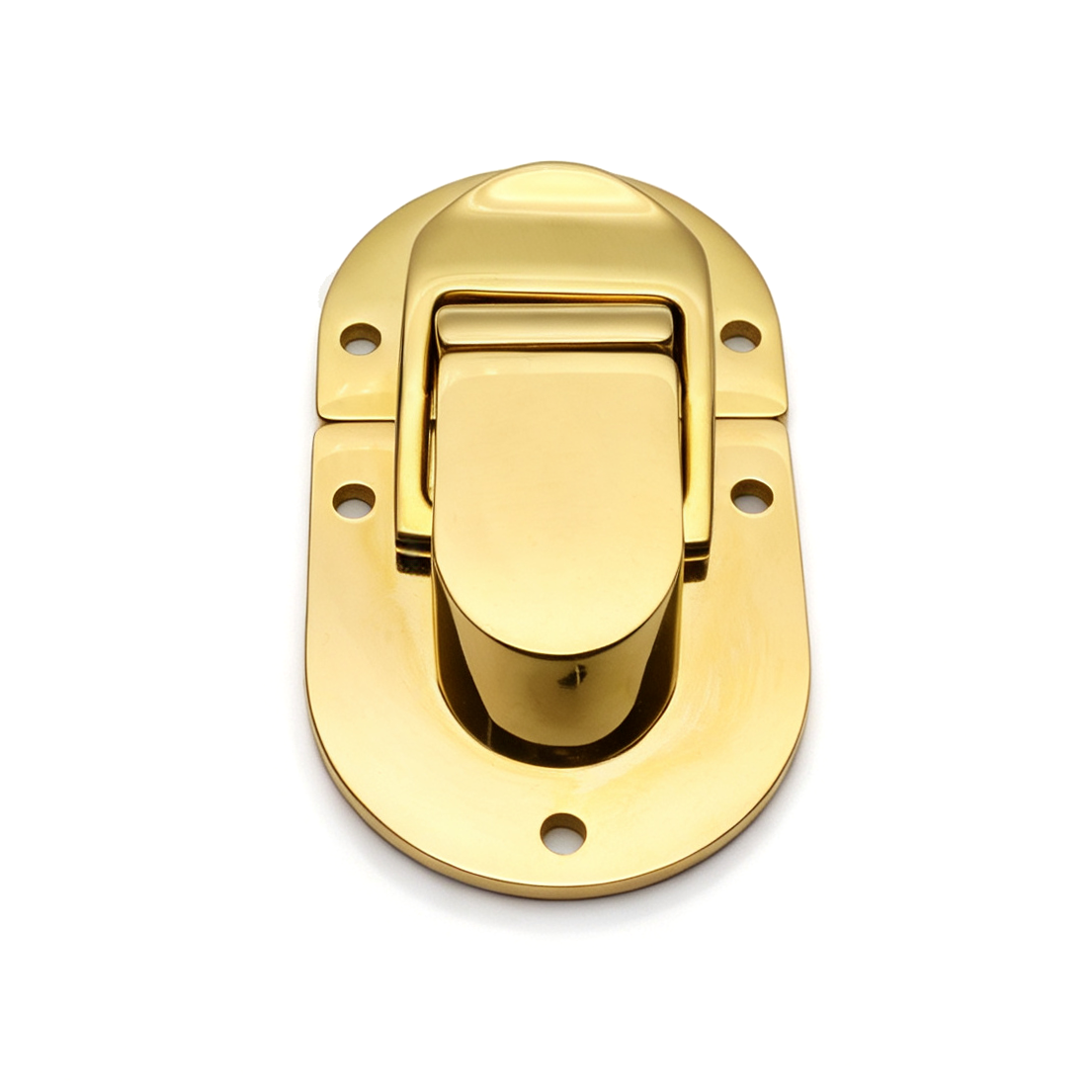 Oval press lock clasps for boxes and storage cases