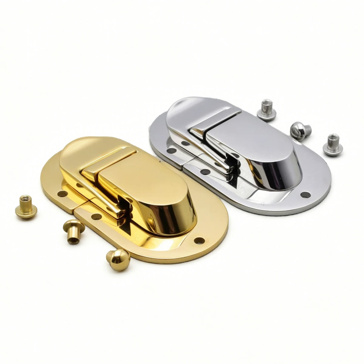 Oval press clasp hardware for handmade wooden cases