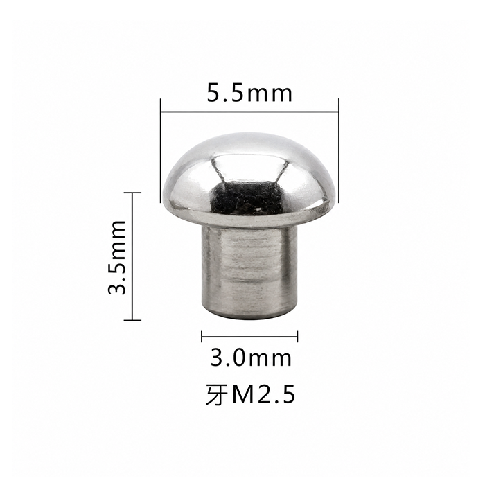 Mushroom screw rivets for leathercraft and box hardware