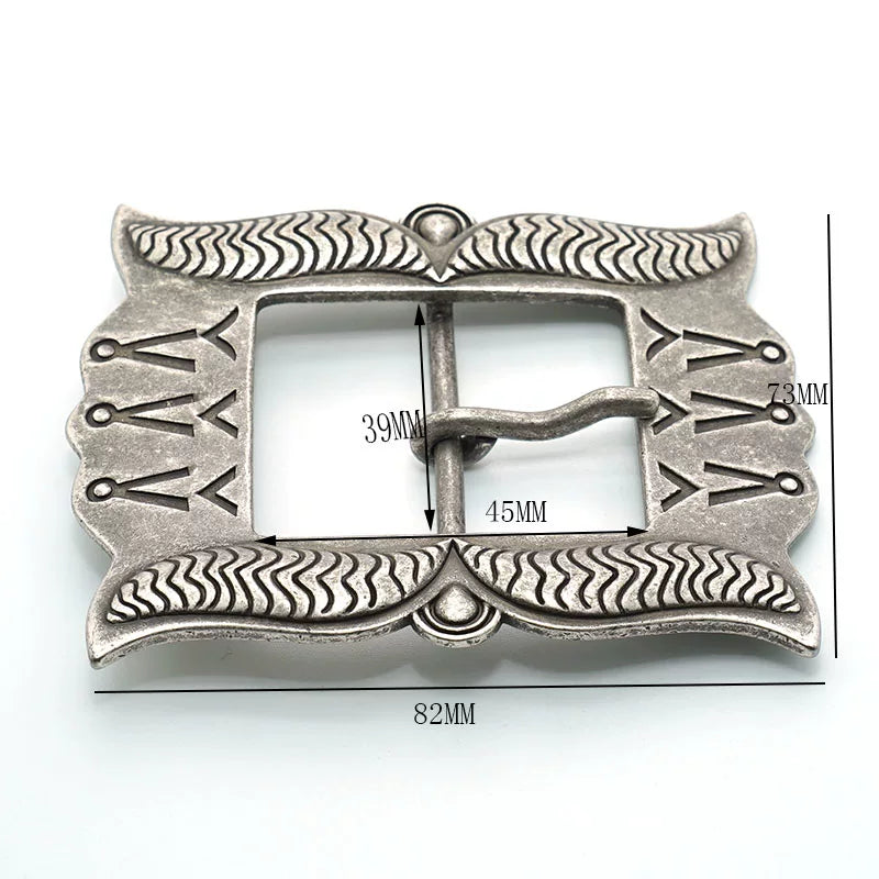 Solid Copper Silver Plated Patterned Belt Buckle for 39mm Strap