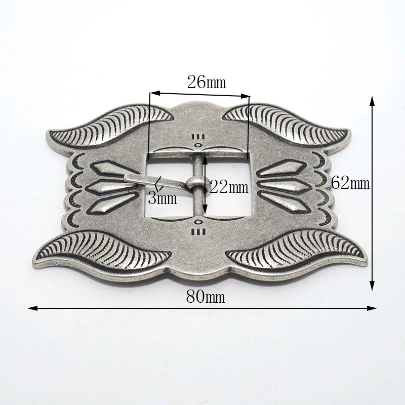 Solid Brass Silver Plated Vintage Patterned Pin Buckle