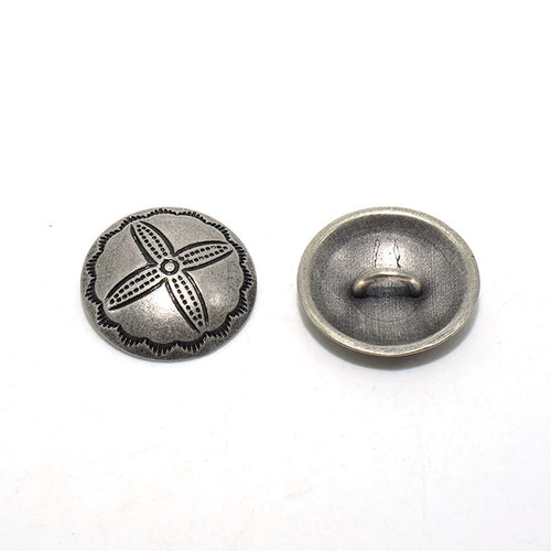 Solid Brass Antique Silver Plated Vintage Patterned Button