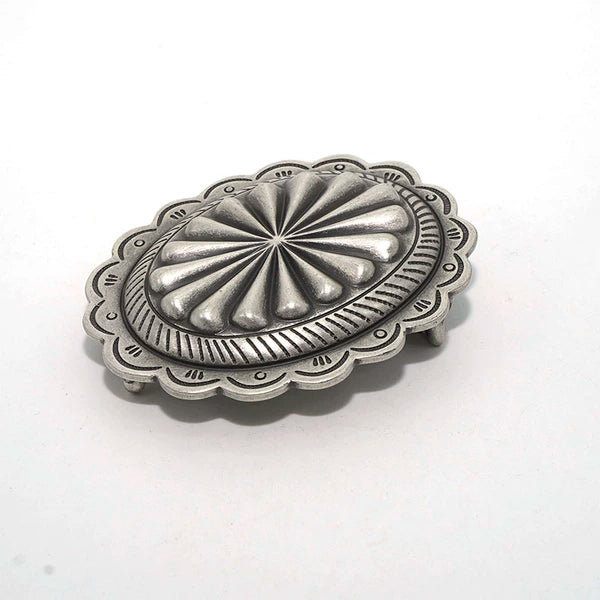 Solid Brass Antique Silver Plated Vintage Belt Buckle