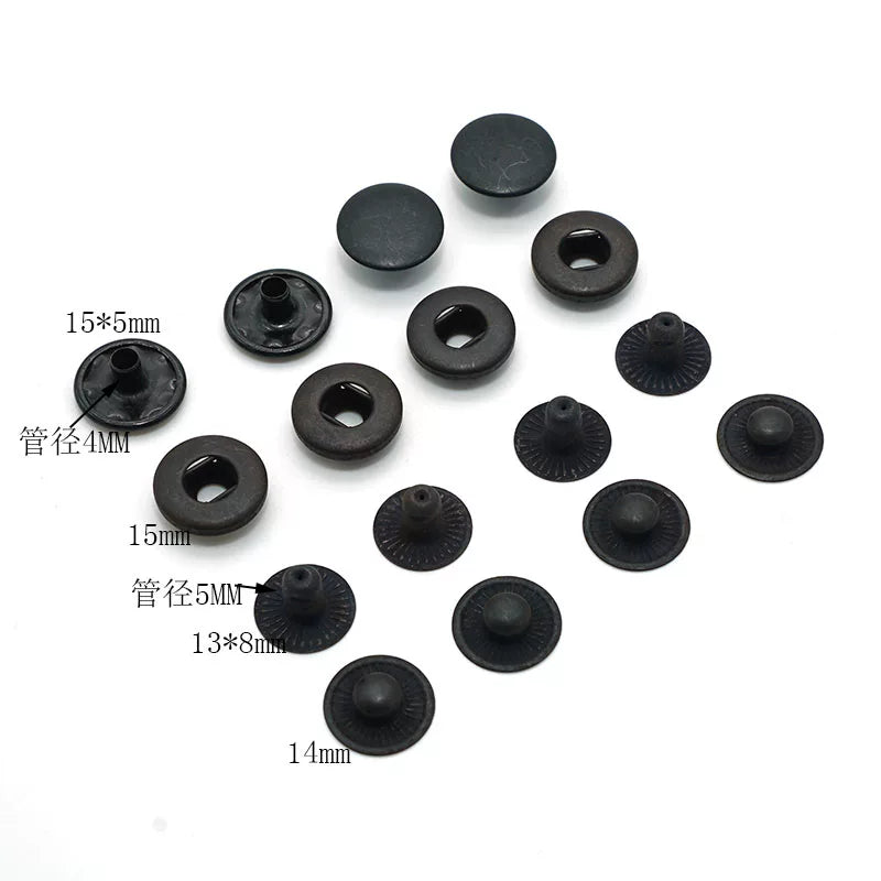 Solid Copper Oxidized Vintage Snap Fastener 15mm