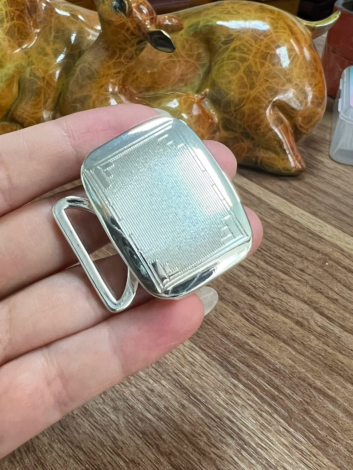 Solid Brass Silver Plated Belt Buckle for 35mm Strap