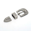 Solid Brass Antique Silver Plated Carved Pin Buckle