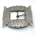 Solid Copper Silver Plated Patterned Belt Buckle for 37mm Strap