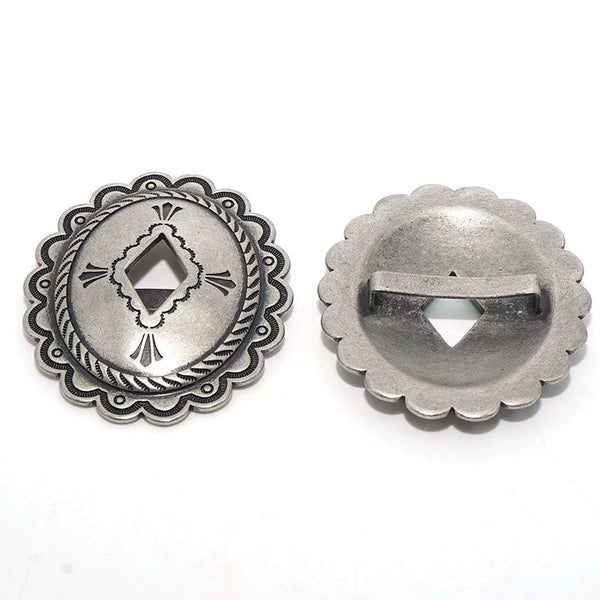 Solid Brass Antique Silver Plated Vintage Patterned Belt Buckle