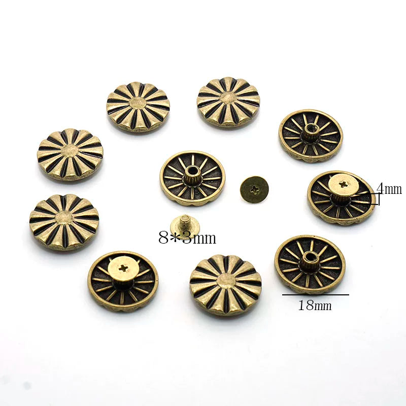 Solid Brass Vintage Floral Chrysanthemum Stud 18mm