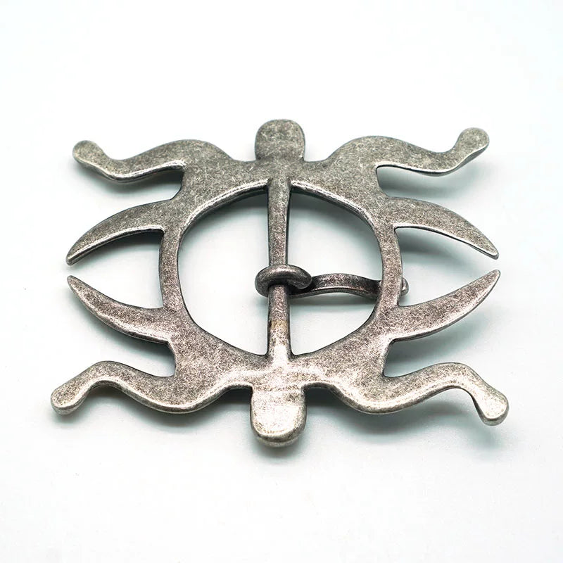 Solid Copper Silver Plated Patterned Belt Buckle for 38mm Strap
