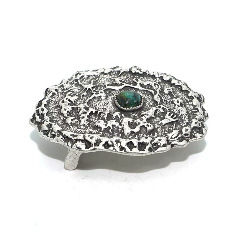 Solid Brass Antique Silver Plated Belt Buckle for 3.7mm Strap