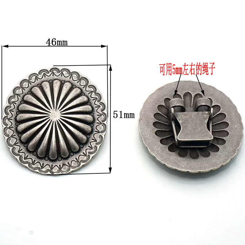 Solid Brass Antique Silver Plated Vintage Western Cord Lock