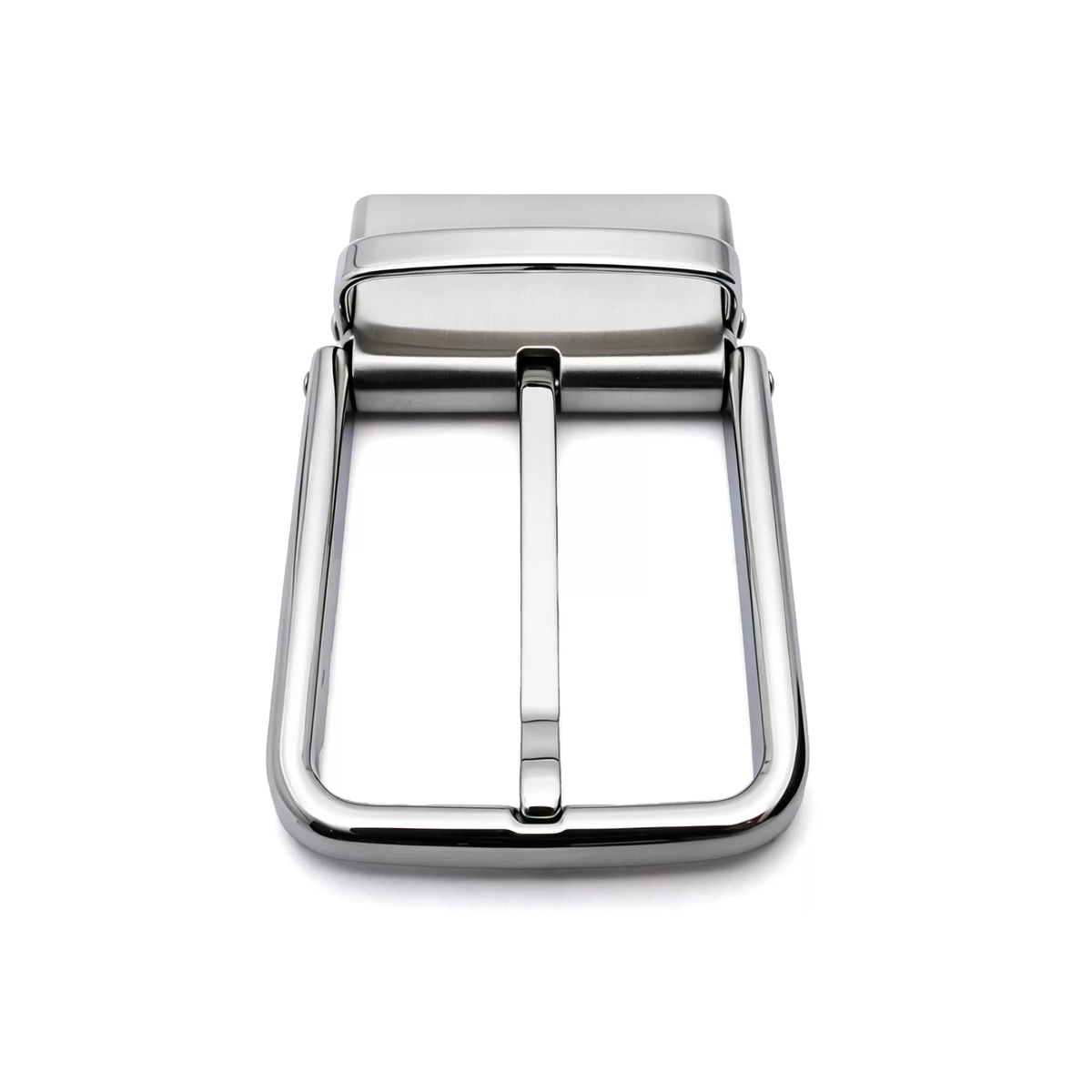 Men's Reversible Rotating Pin Belt Buckle, 39mm Inner Width, Rounded Square Silver Metal Belt Buckle Replacement