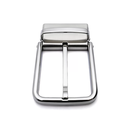 Men's Reversible Rotating Pin Belt Buckle, 39mm Inner Width, Rounded Square Silver Metal Belt Buckle Replacement